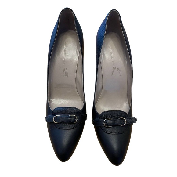 BALENCIAGA Paris Black Leather Stiletto Knife Heels Pumps EU 41 Buckle Point Toe - Picture 2 of 9